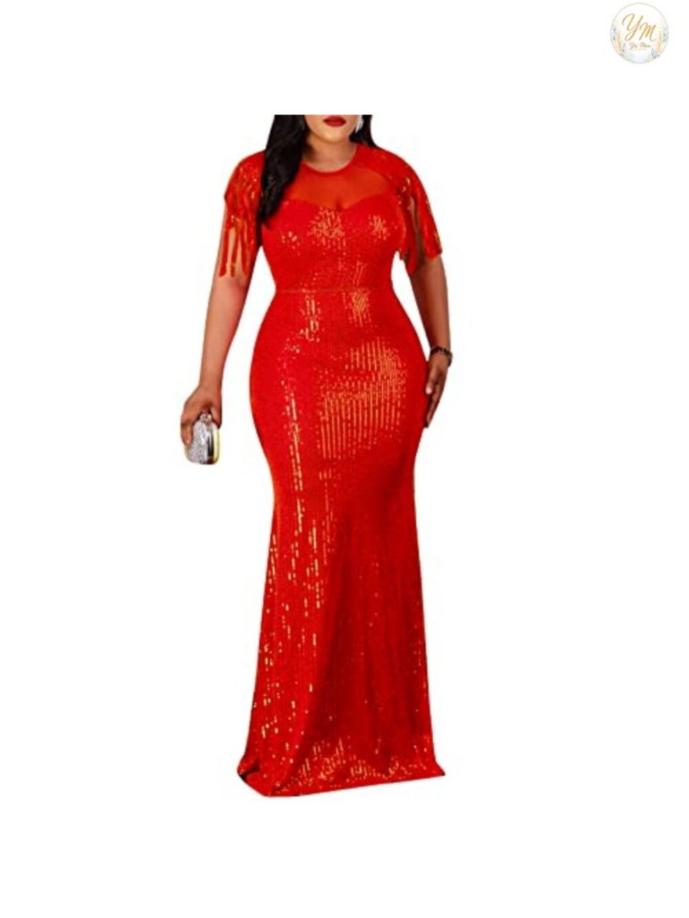 Sequin Tassel Mesh Bodycon Maxi Dress Formal Evening Cocktail Party